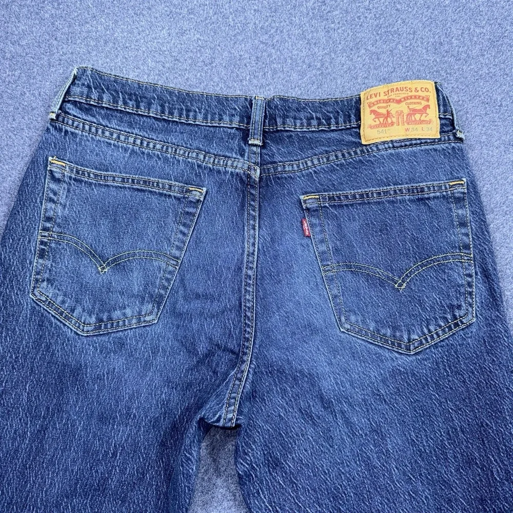 Levis Jeans Mens 34x34 Blue 541 Athletic Tapered Faded Whisker Flex Denim Pants